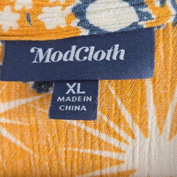 Anthropologie Modcloth ASO TV Yellow Sunglass Tie V Neck Blouse Size XL - Picture 6 of 7